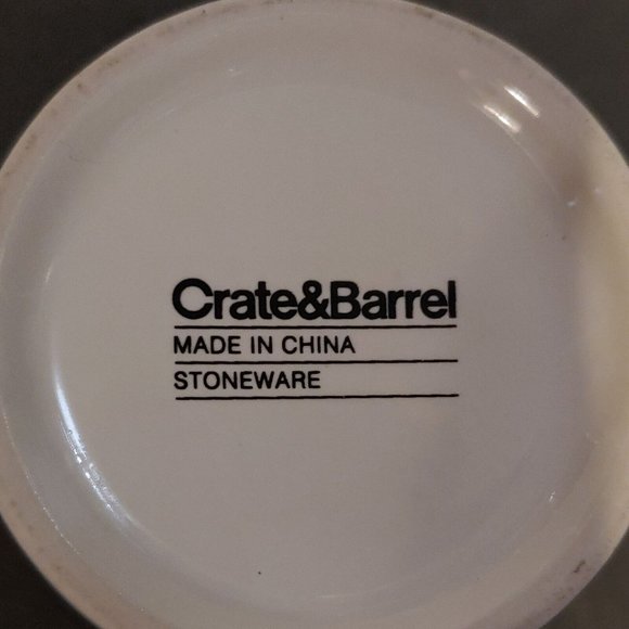 Crate & Barrel Coffee Mug Cup Orange Yellow Green Blue Stripes 12 Ounce VG Cond - Picture 7 of 7